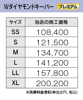 Wダイヤモンドキーパーの値段表1