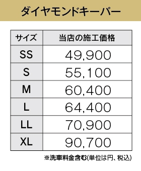 ダイヤモンドキーパーの値段表2