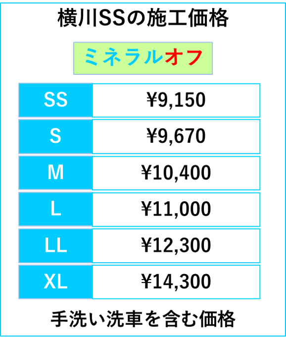 ミネラルオフ横川での値段